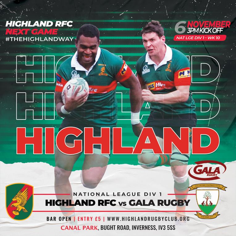 NEXT GAME: Highland RFC 1st XV v Gala Rugby 1st XV